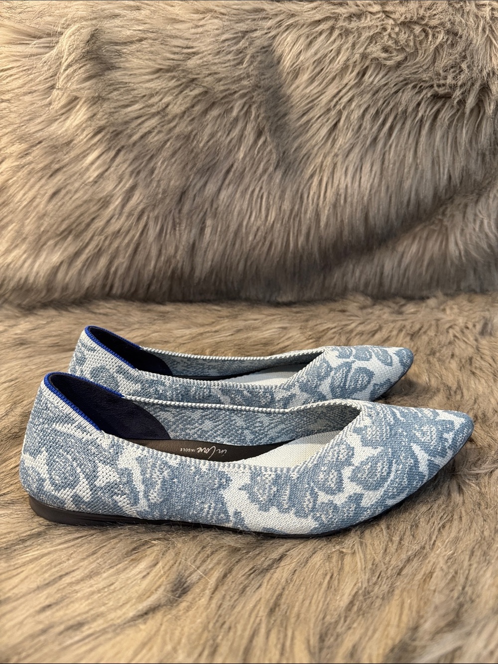 Rothy's Blue Floral Pointed-Toe Women's Flats Size 8